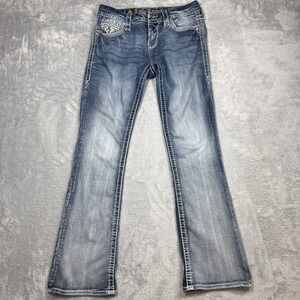 Rock Revival Betty Easy Boot Jeans Women 27 Blue Bling Rhinestones Y2K